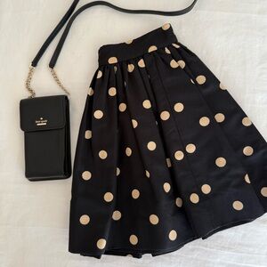Kate Spade Black and Tan Polka Dot A-Line Skirt